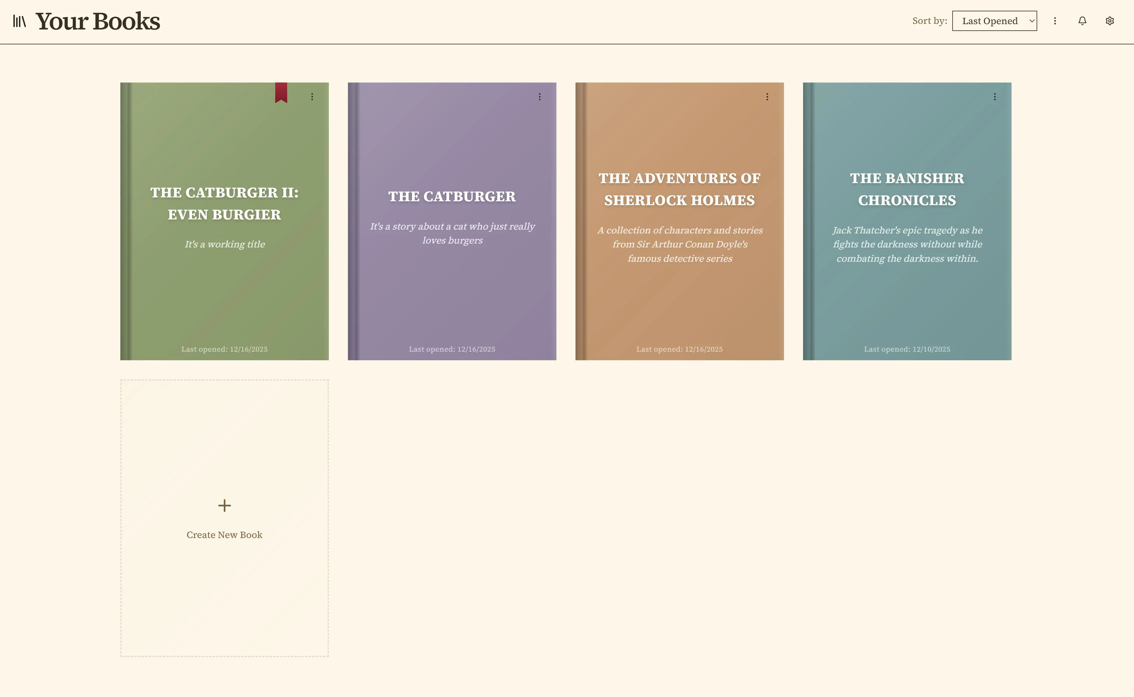 Book library showing multiple books in a series